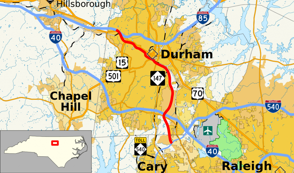 North Carolina Highway 147 - Wikipedia - Printable Map Of Raleigh Nc