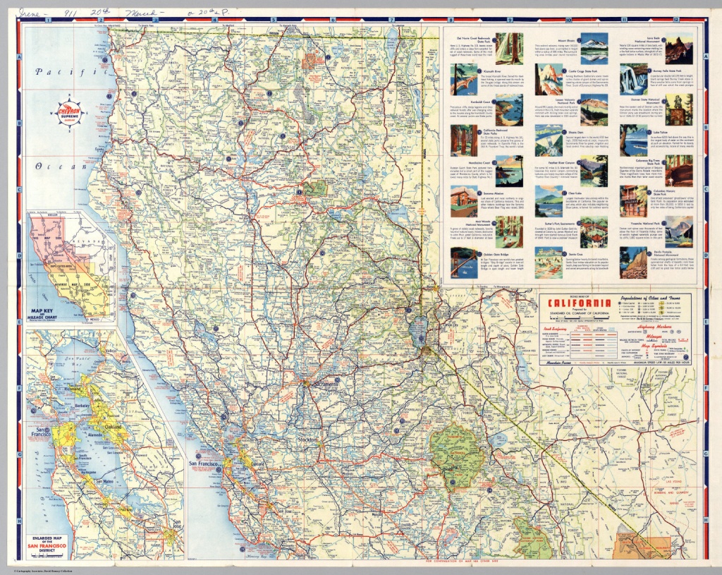 North Half) Road Map Of California - David Rumsey Historical Map - Road Map Of Northern California