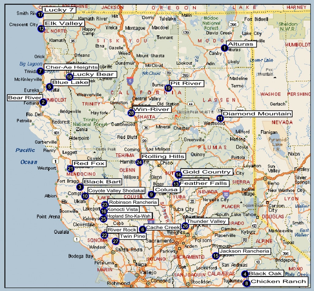 Northern California Regional Directory - Northern California Casinos Map