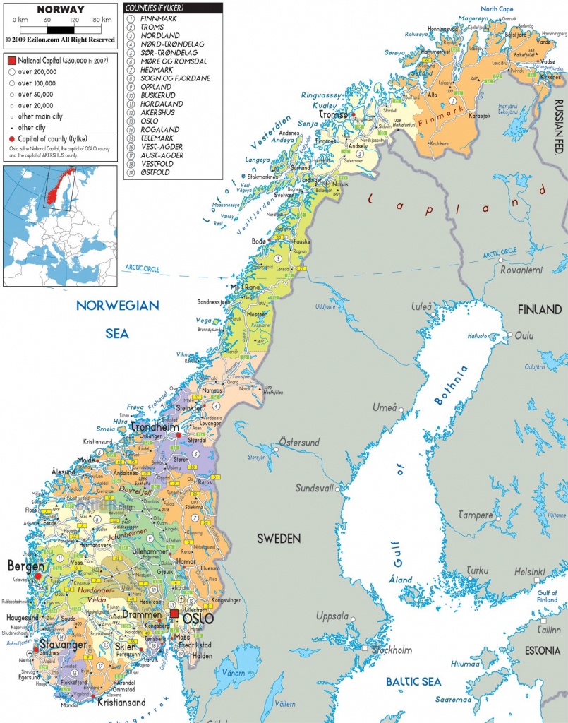 Norway |  And Administrative Map Of Norway With All Roads, Cities - Printable Map Of Norway With Cities