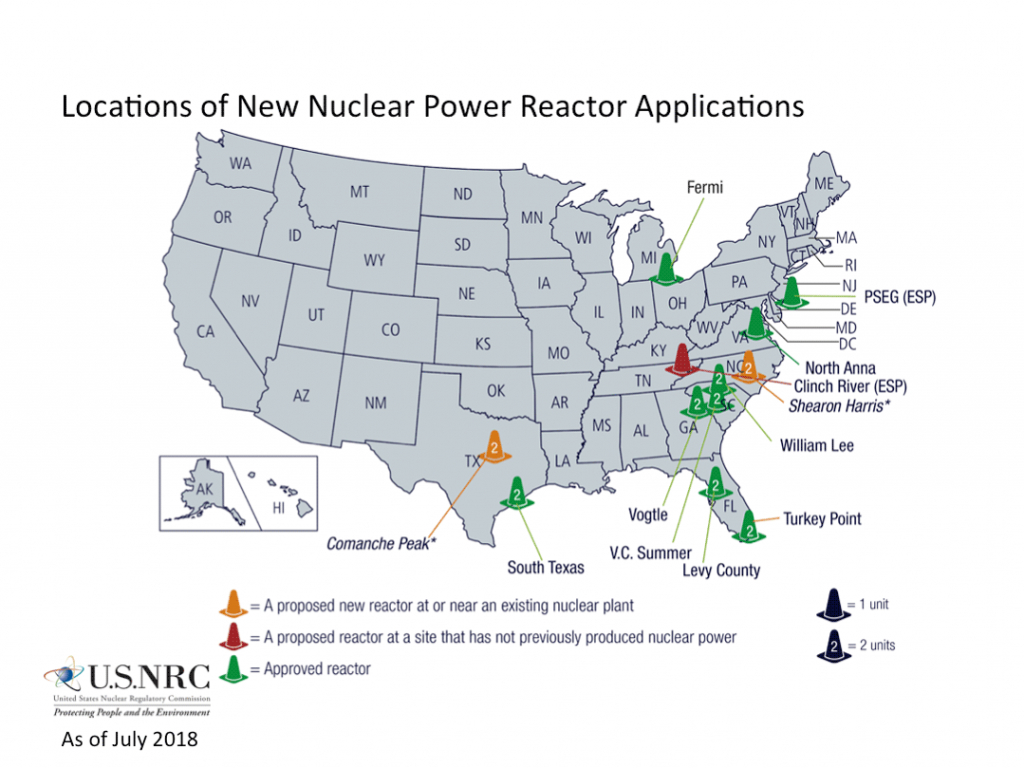 Nrc: Location Of New Nuclear Power Reactor Applications - Nuclear Power Plants In Texas Map
