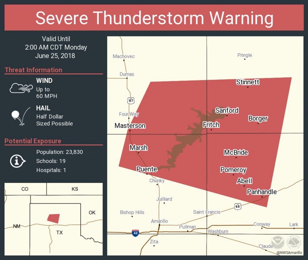 Nws Amarillo On Twitter: &amp;quot;severe Thunderstorm Warning Including - Fritch Texas Map