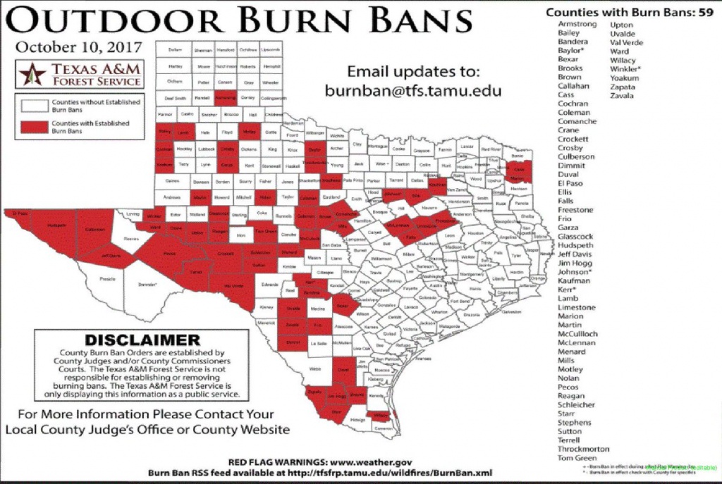 Nws Shreveport On Twitter: &amp;quot;texas Burn Bans In Effect. #txwx - Texas Burn Ban Map