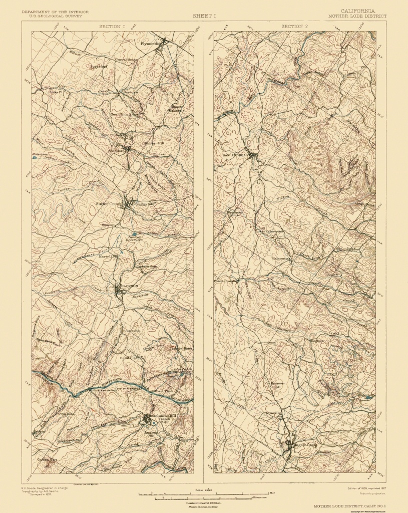 Old Map - Mother Lode District California 1899 - California Mother Lode Map