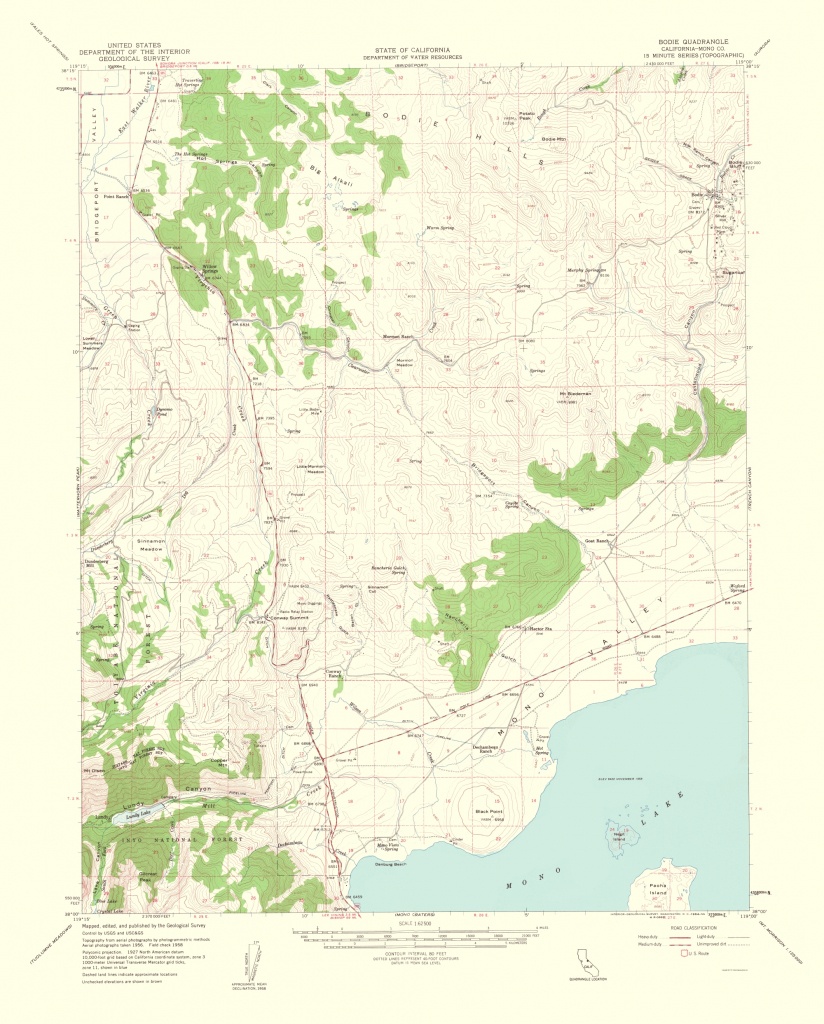 Old Topographical Map - Bodie California 1964 - Bodie California Map