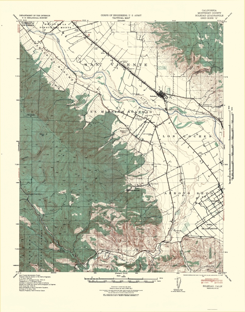 Old Topographical Map - Soledad California 1940 - Soledad California Map