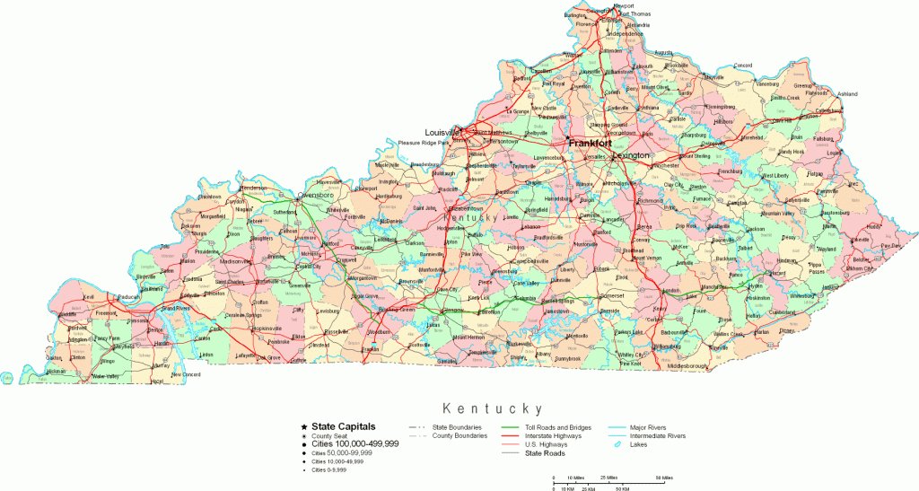 Online Map Of Kentucky Large - Printable Map Of Kentucky