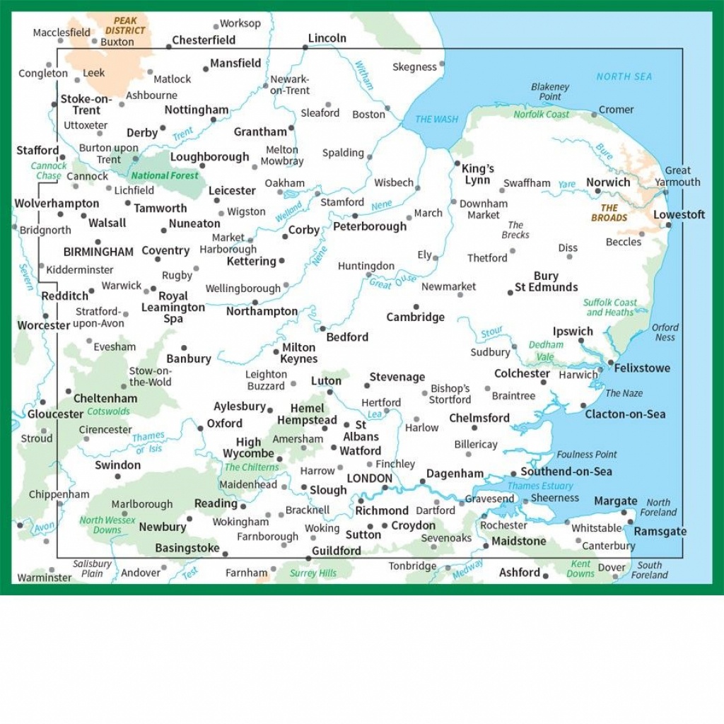 Ordnance Survey Road Map 5 East Midlands East Anglia Printable Map Of East Anglia 