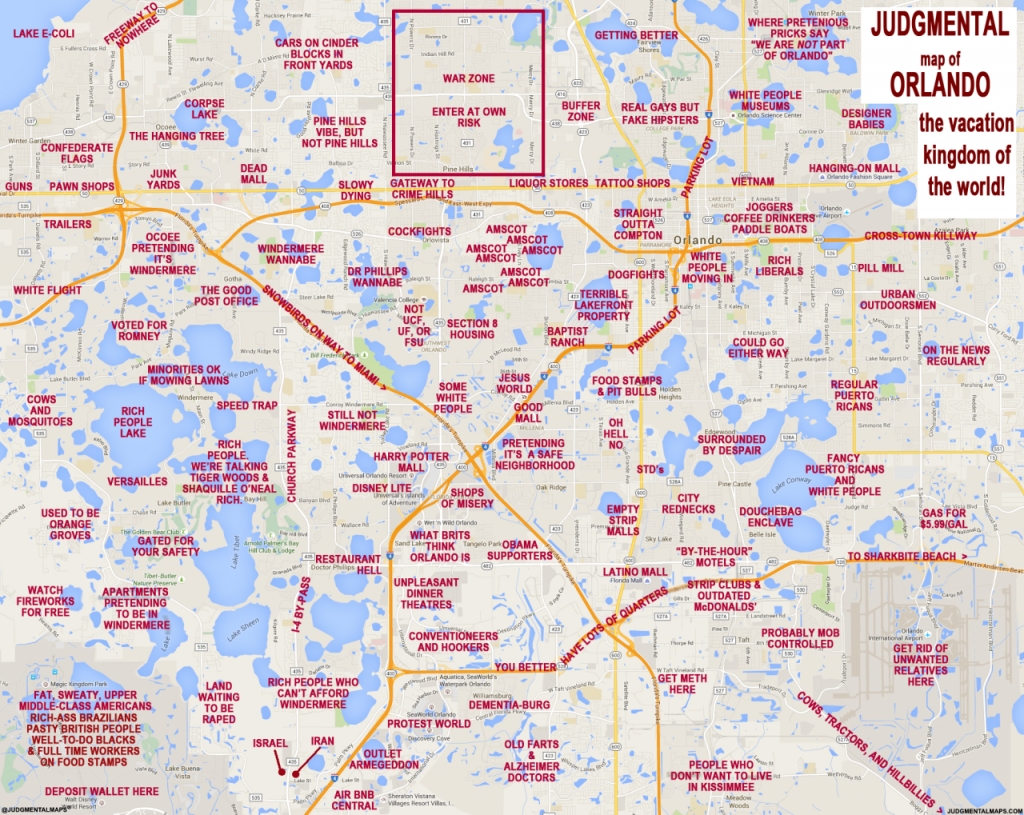 Orlando, Fl Judgmental Maporlando Truth Copr. 2016 Orlando Truth - Road Map To Orlando Florida