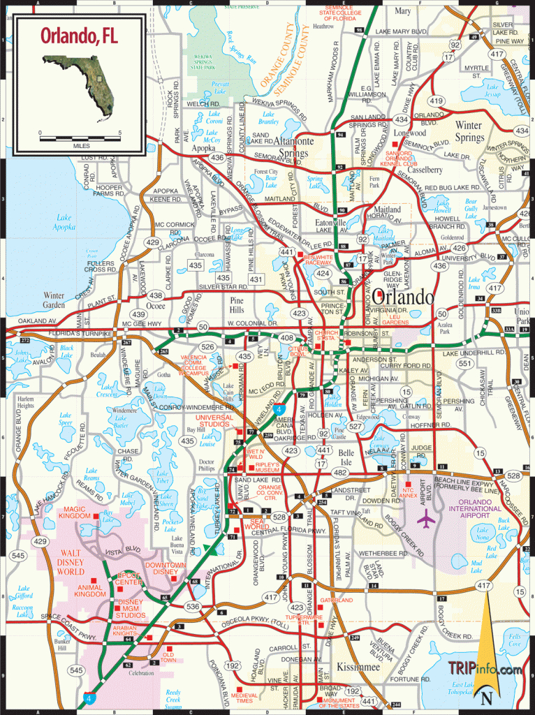 Orlando Road Map - Road Map To Orlando Florida