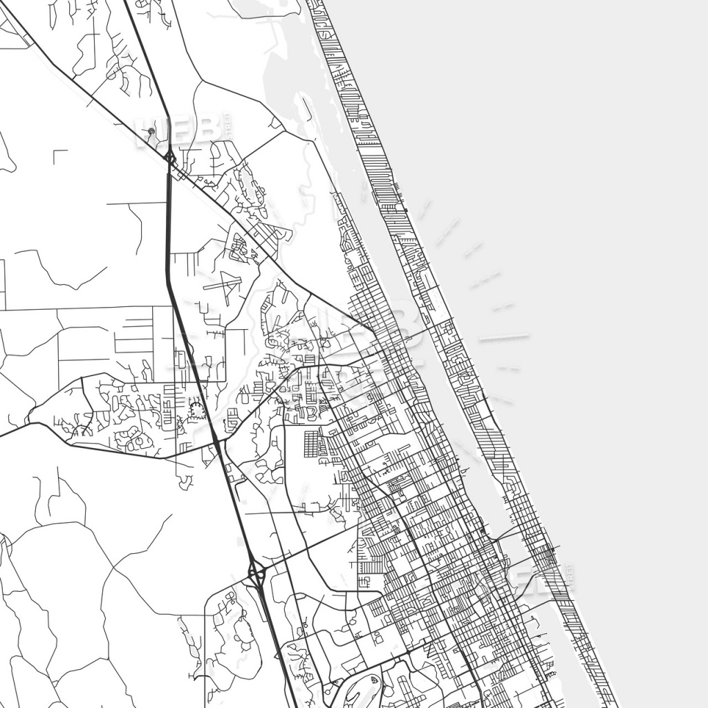 Ormond Beach, Florida - Area Map - Light | Hebstreits Sketches - Street Map Of Ormond Beach Florida