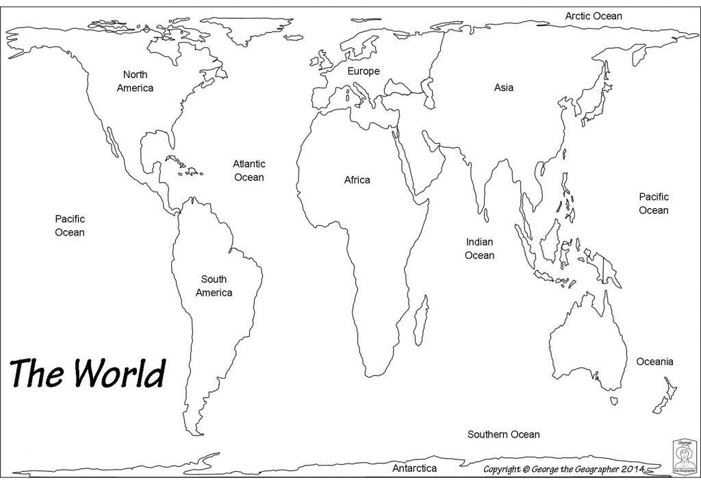 Outline Base Maps - Printable World Map With Continents And Oceans Labeled