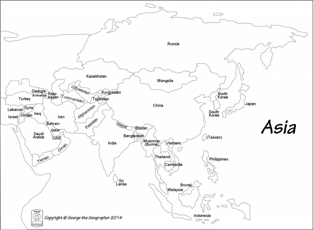 Outline Map Of Asia With Countries Labeled Blank For | Passport Club - Printable Map Of Asia With Countries And Capitals