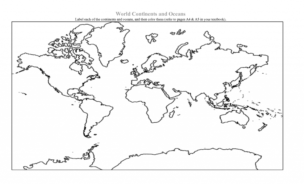 Outline Map Of Continents And Oceans With Printable Map Of The World - Free Printable Map Of Continents And Oceans