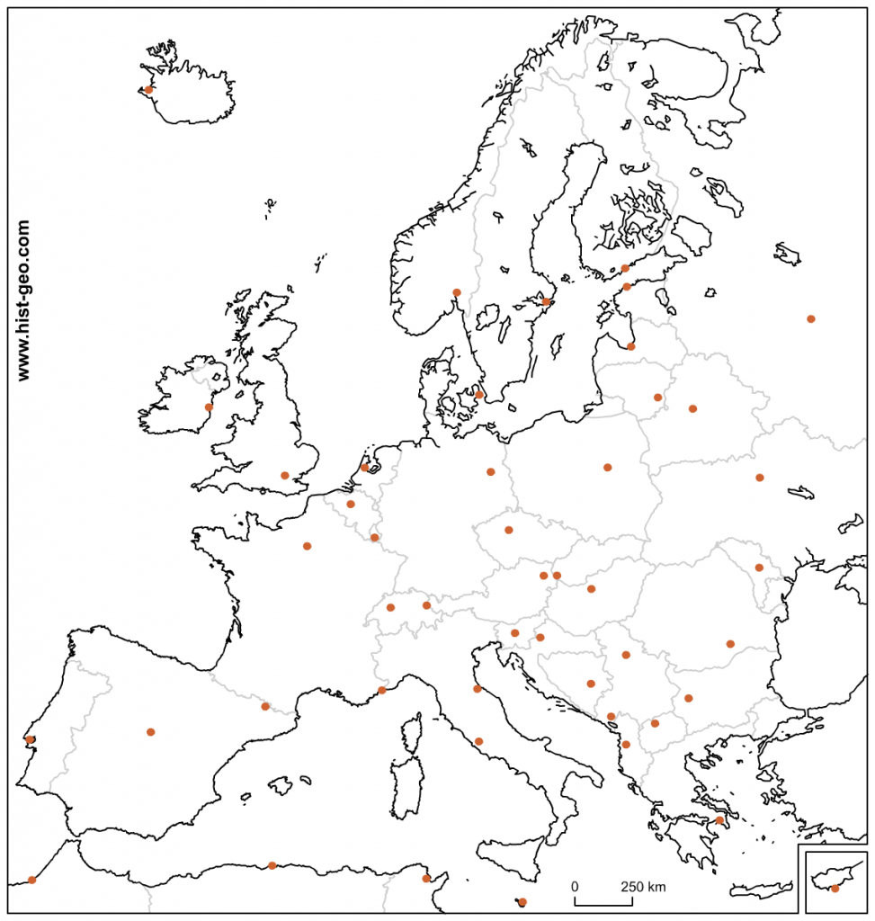 Outline Map Of Europe (Countries And Capitals) - Printable Map Of Europe With Capitals