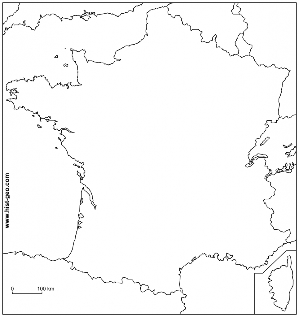 Outline Map Of France With Borders - Map Of France Outline Printable