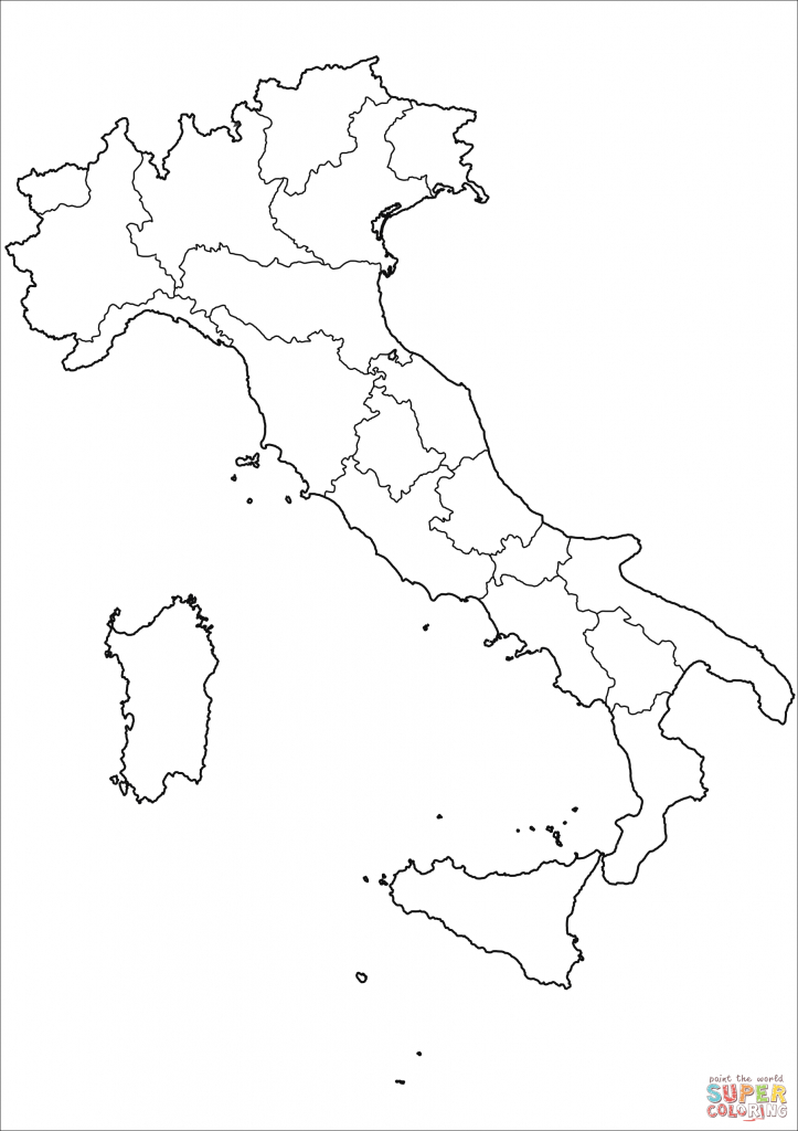 Outline Map Of Italy With Regions Coloring Page | Free Printable - Printable Blank Map Of Italy