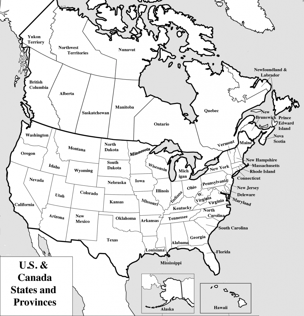 Outline Map Of Us And Canada Printable Mexico Usa With Geography - Printable Map Of North America With Labels