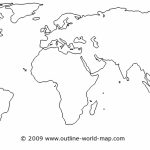Outline World Map With Medium Borders White Continents And Oceans   World Map Oceans And Continents Printable