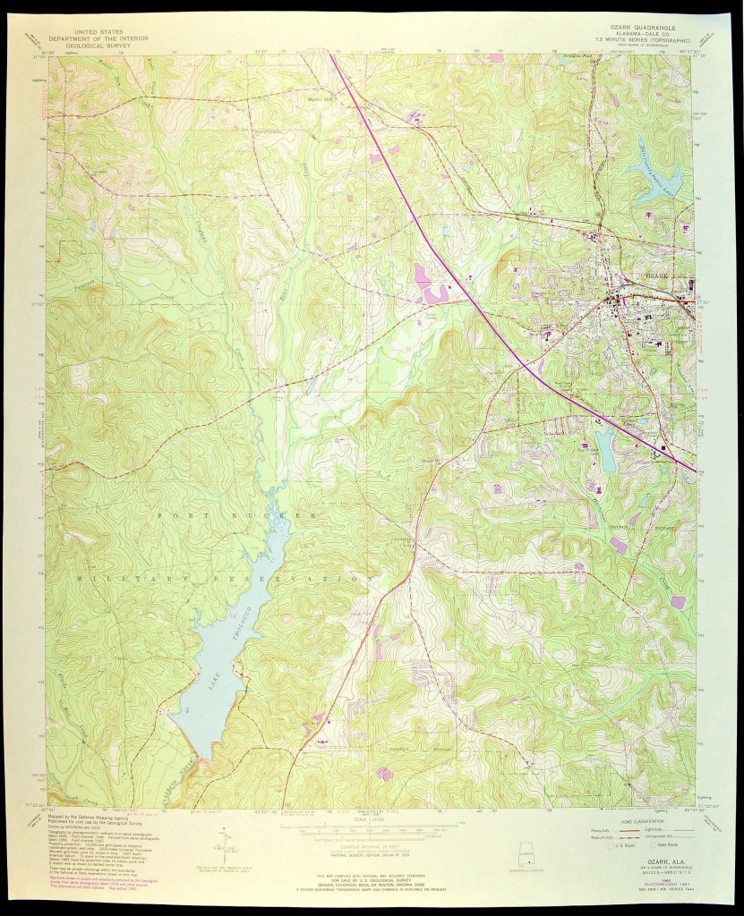Ozark Map Of Ozark Alabama Art Print Wall Decor Large Topographic - Usgs Printable Maps