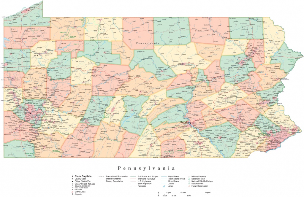 Pa Map With Cities And Counties And Travel Information | Download - Pa County Map Printable