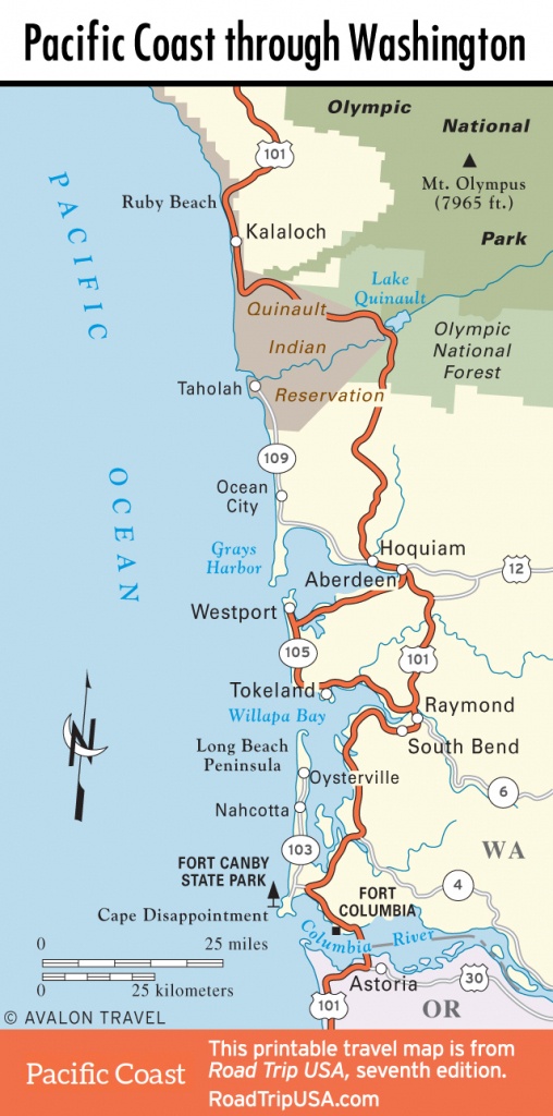 Pacific Coast Route Through Washington State | Road Trip Usa - California Oregon Washington Road Map