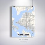 Panama City Map Print Panama City City Map Florida Fl Usa | Etsy   Street Map Panama City Florida