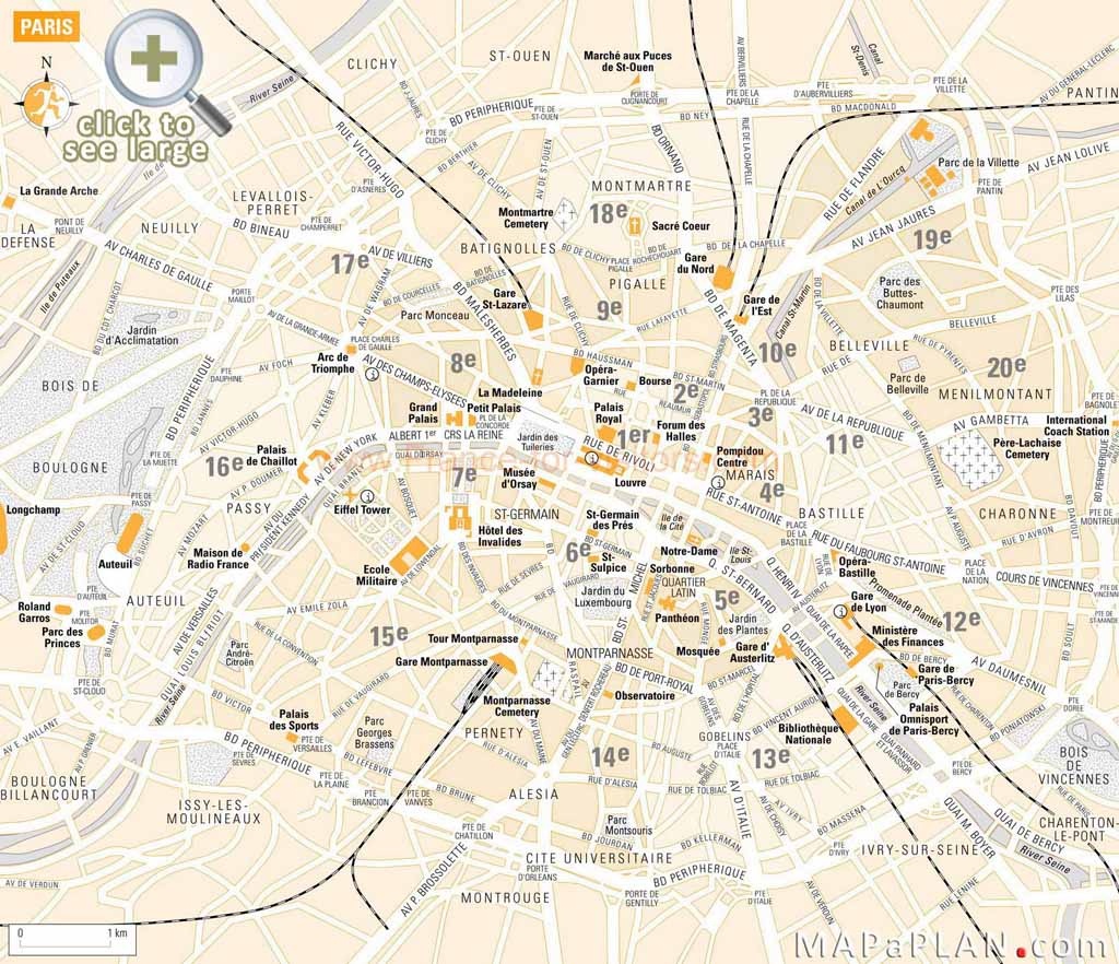 Paris Maps - Top Tourist Attractions - Free, Printable - Mapaplan - Printable Map Of Paris