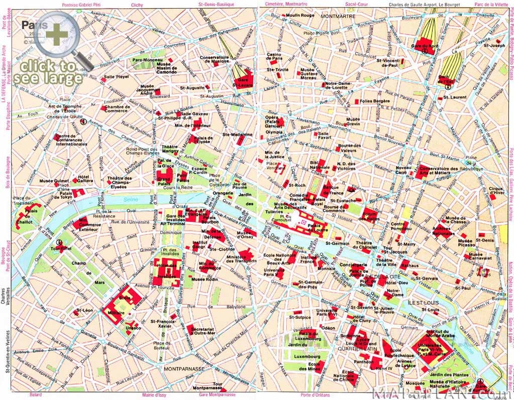 Paris Maps - Top Tourist Attractions - Free, Printable - Mapaplan - Printable Map Of Paris City Centre
