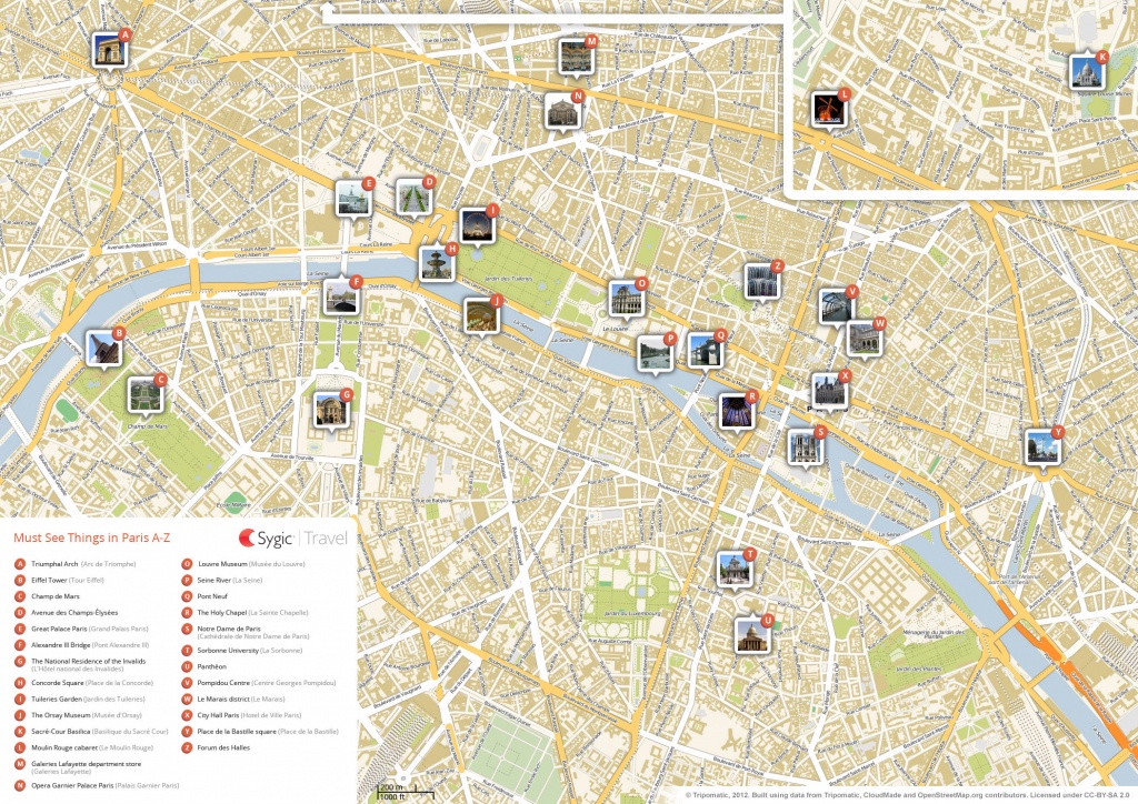 Paris Printable Tourist Map | Sygic Travel - Printable Map Of Paris