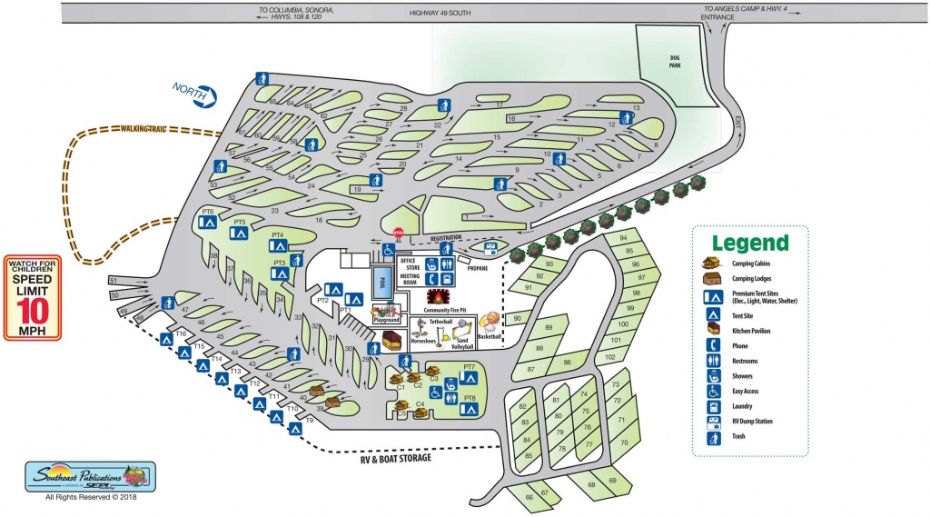 Park Info - Angels Camp Rv Resort - California Rv Camping Map