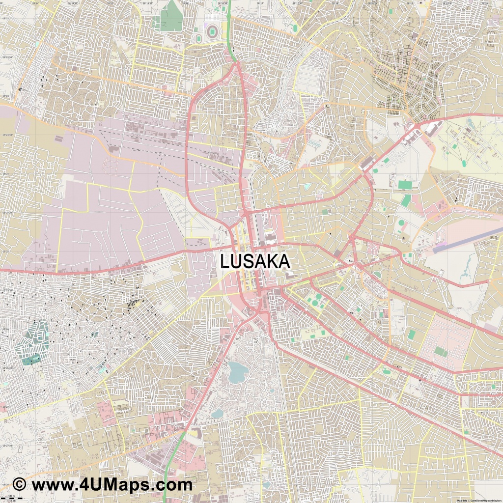 Pdf, Svg Scalable Vector City Map Lusaka - Printable Map Of Lusaka