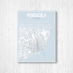 Pensacola Florida Street Map, Map Of Pensacola, Map Print Of   Printable Map Of Pensacola Florida