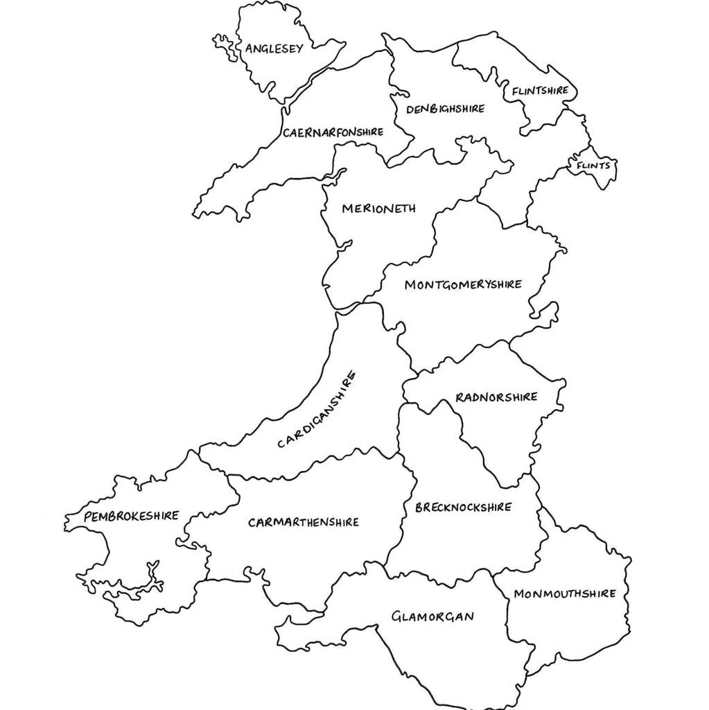 Personalised Maps Of Wales Printdrawink Designs - Printable Map Of Wales