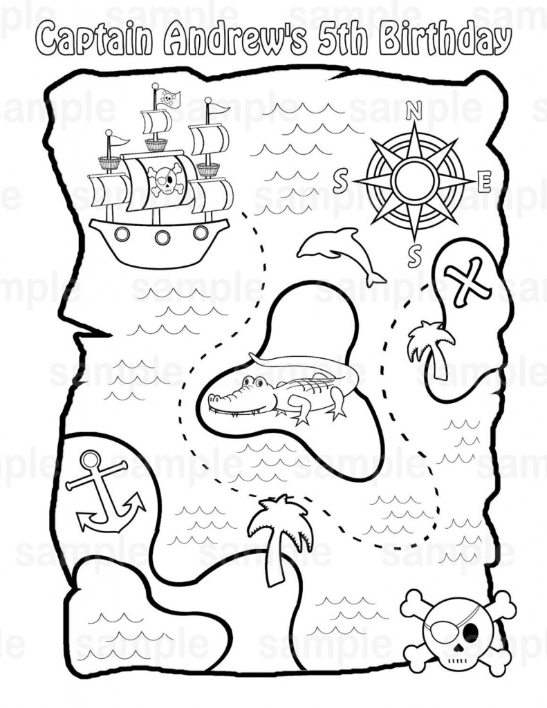 Personalized Printable Pirate Treasure Map Birthday Party Favor - Pirate Treasure Map Printable
