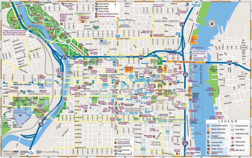 Philadelphia Downtown Map - Printable Map Of Philadelphia Attractions