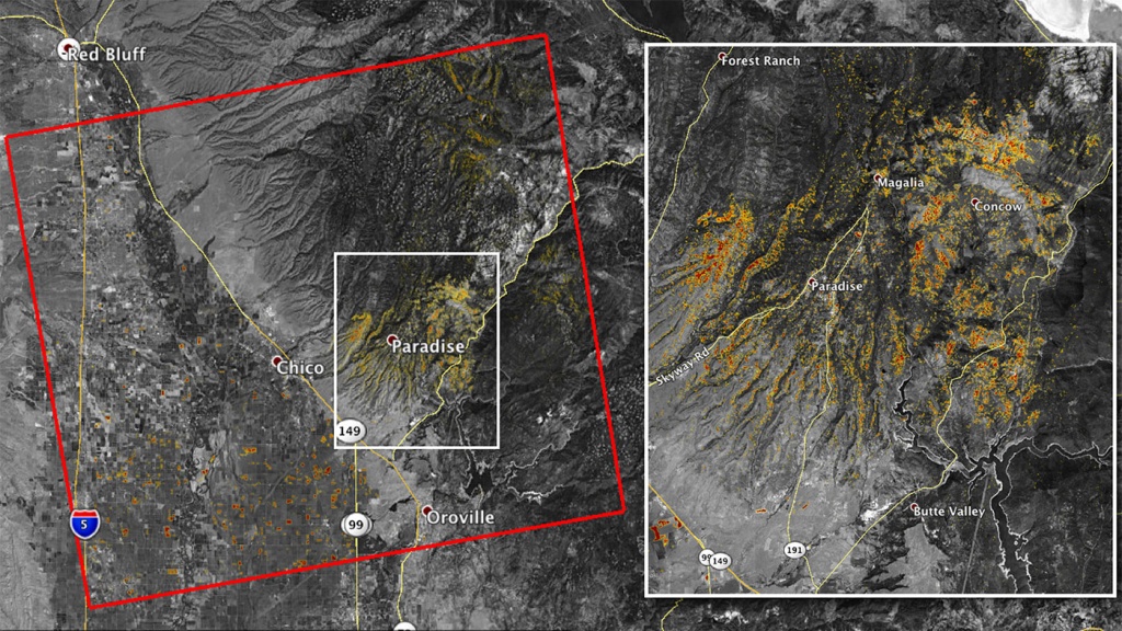 Photos: Camp Fire Damage Visible From Space - California Fire Damage Map