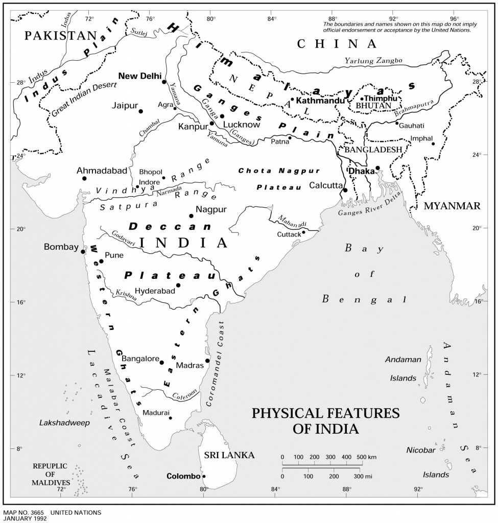 Physical Features Of India Map - Maps Of India - Physical Map Of India Printable