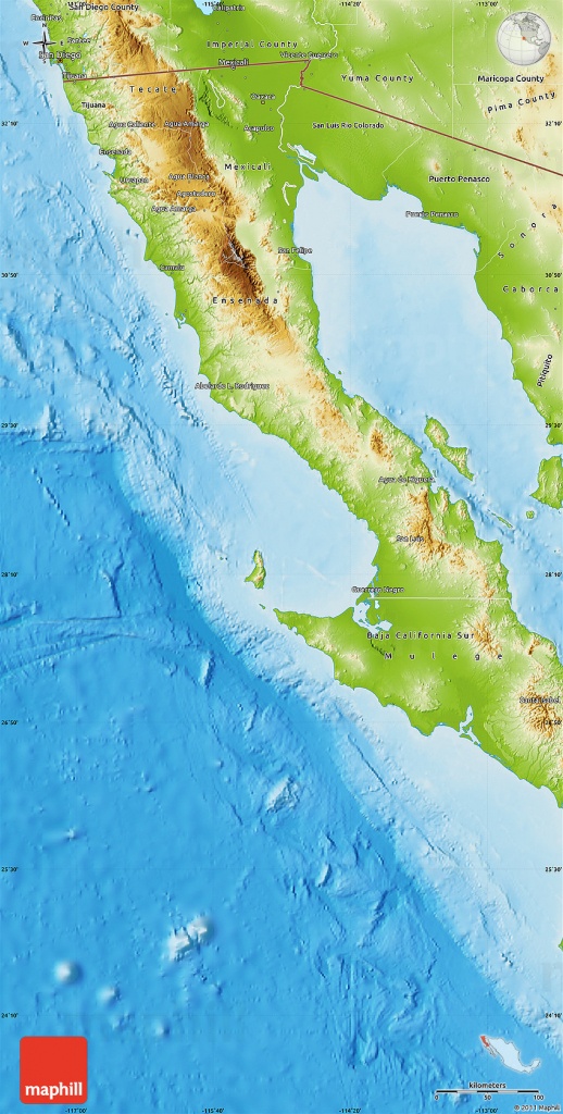 Physical Map Of Baja California - Baja California Topographic Maps