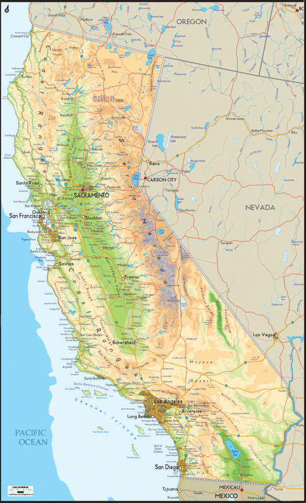 physical map of california