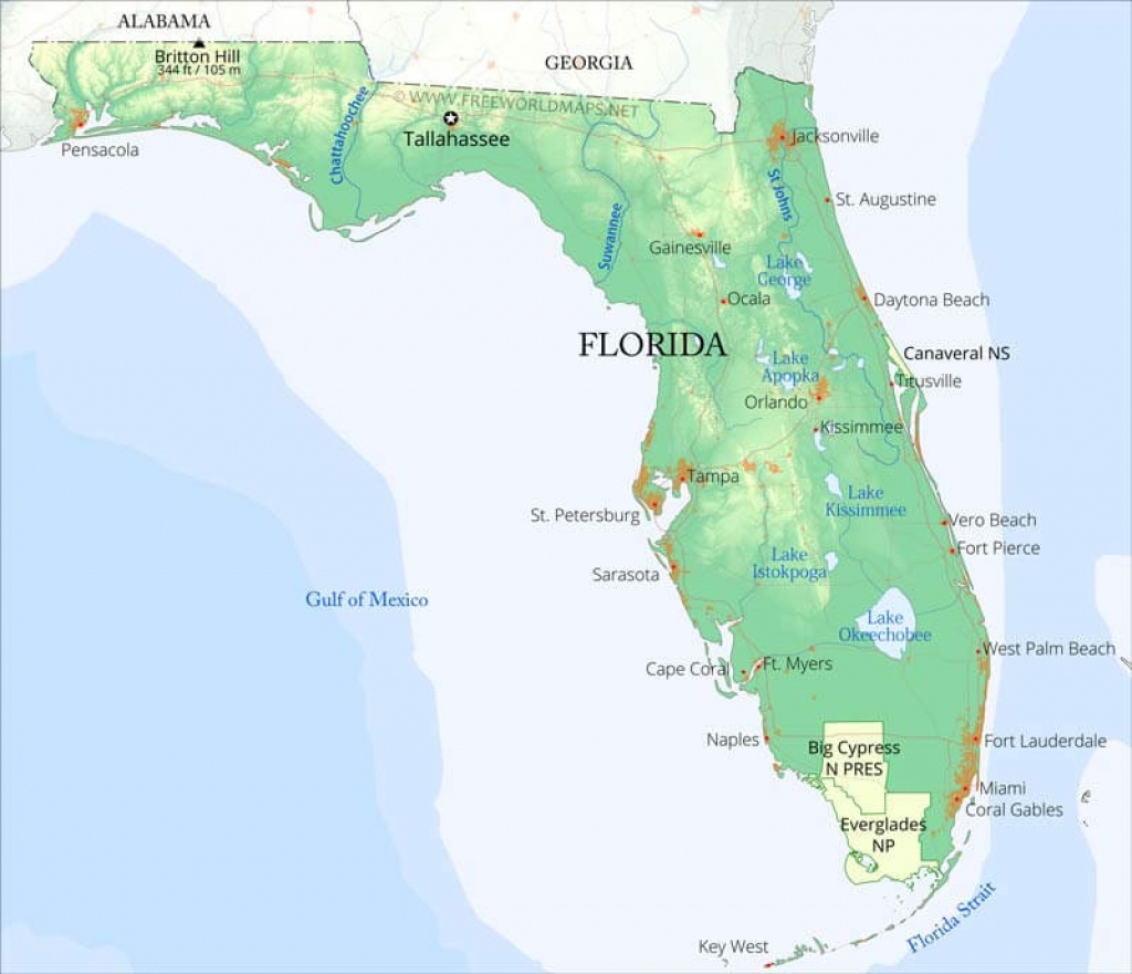 Physical Map Of Florida - Florida Ocean Map