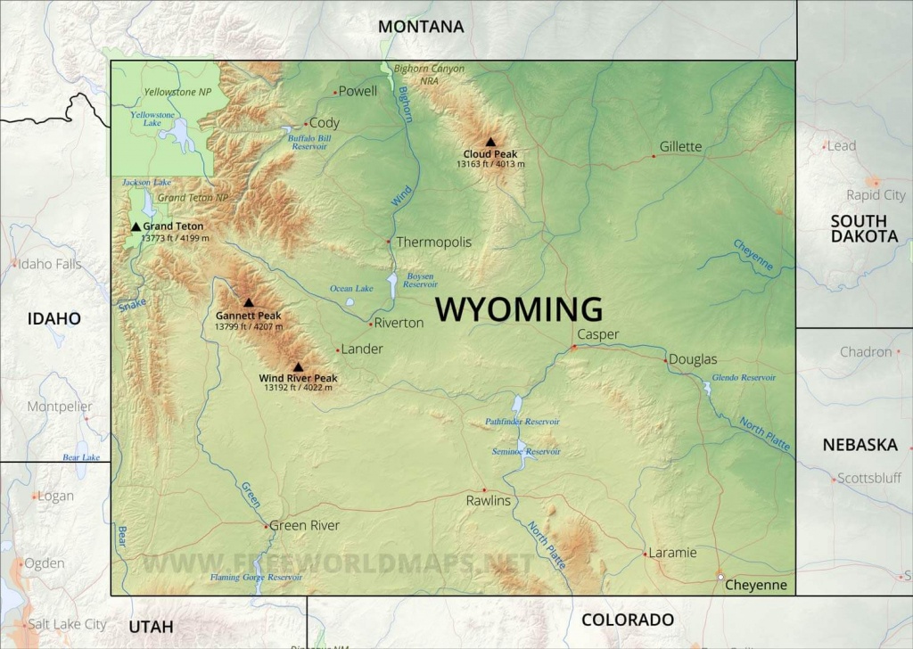 Physical Map Of Wyoming - Printable Map Of Wyoming