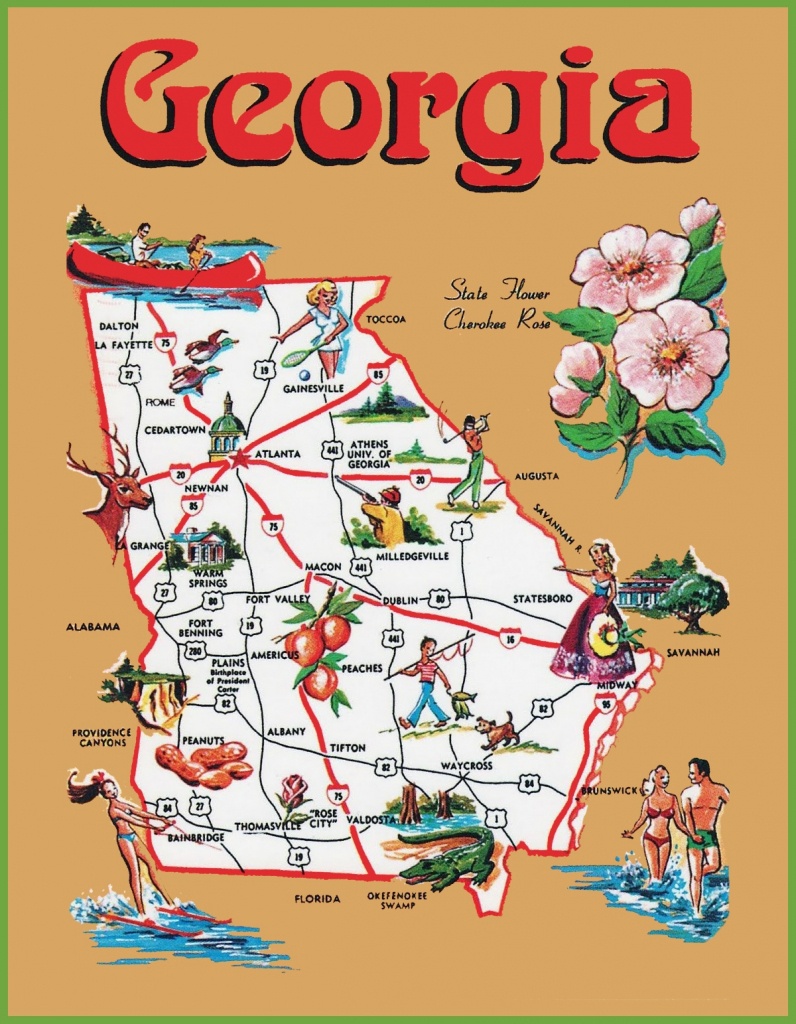 Pictorial Travel Map Of Georgia - Printable Map Of Georgia