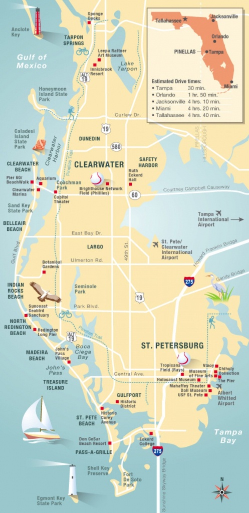 Pinellas County Map Clearwater, St Petersburg, Fl | Florida - Clearwater Beach Florida Map