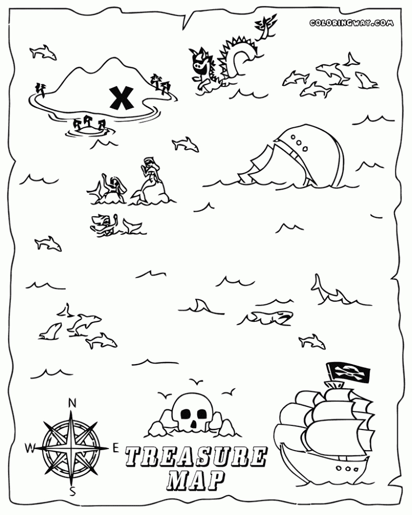 Pirate Map Coloring Pages Printable - Coloring Home - Printable Pirate Map