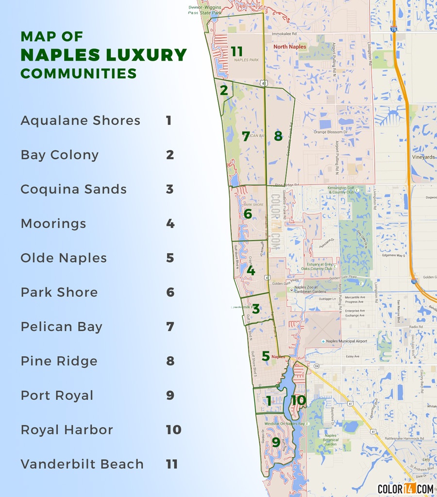 Podnaples | Map Of Luxury Communities - Pelican Bay Florida Map