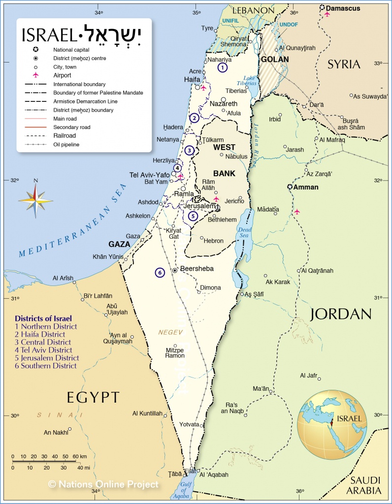 Political Map Of Israel - Nations Online Project - Printable Map Of Israel Today
