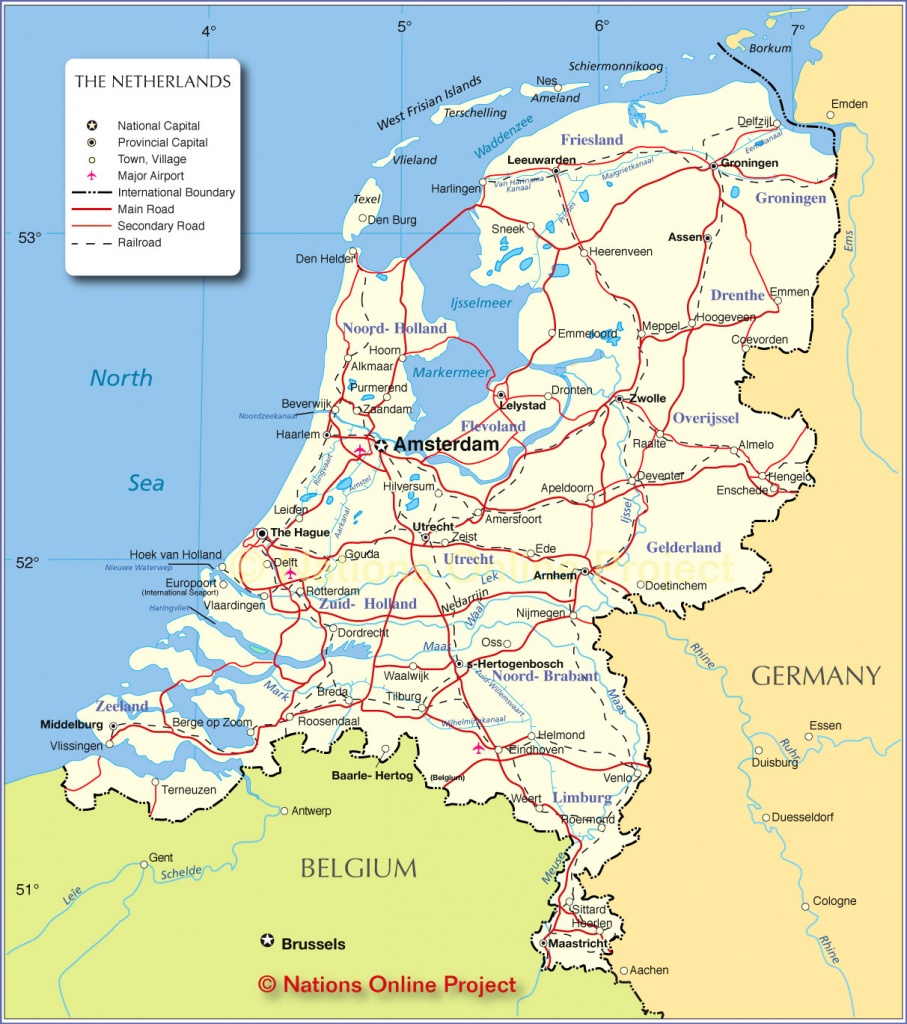 Political Map Of Netherlands - Nations Online Project - Printable Map Of The Netherlands