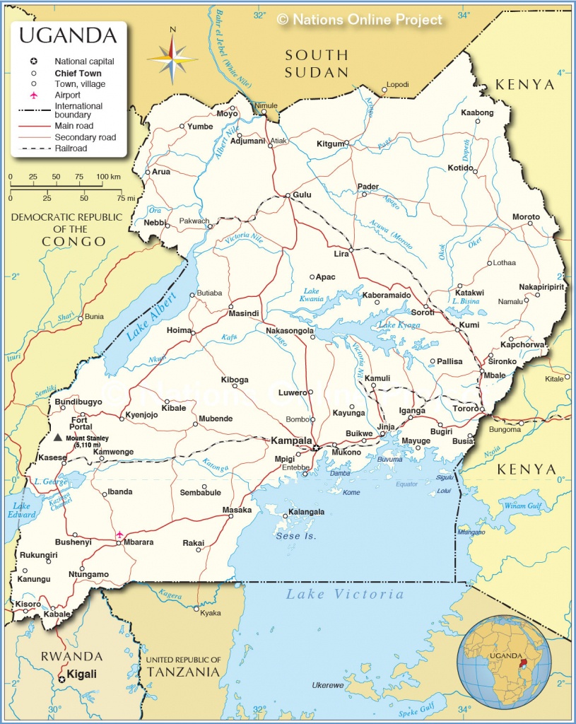 Political Map Of Uganda - Nations Online Project - Printable Map Of Uganda
