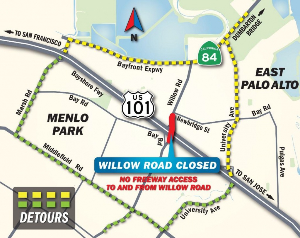 Portion Of Willow Road In Menlo Park To Close So Workers Can Install - Menlo Park California Map